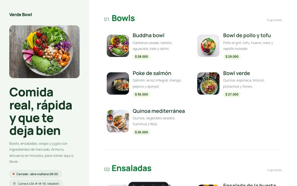 Plantilla Split en escritorio